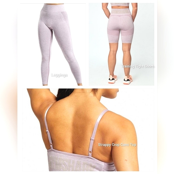 (3 Pcs Set) Gymshark Gym Set:Biker Shorts + Sports Bra & Leggings - Picture 3 of 16